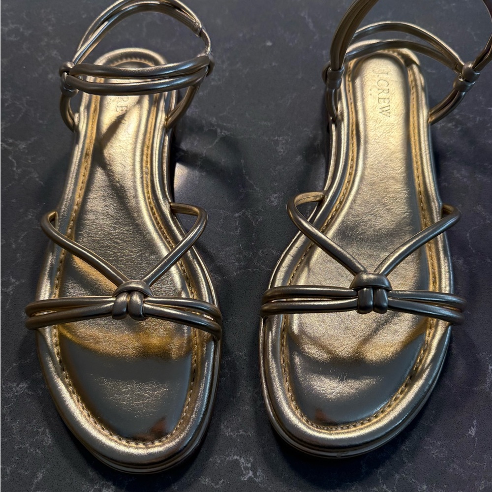 NIB J. Crew Metallic Gold Knotted Sandals